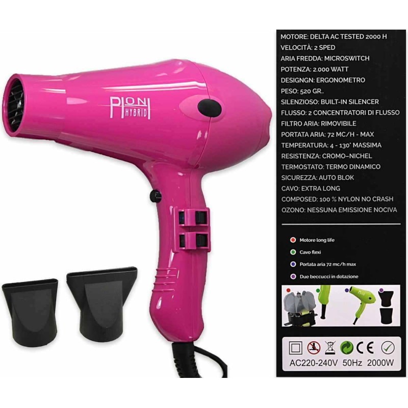 PHON HYBRID NYLON PROFESSIONALE 2000W + DIFFUSORE INVIDIA