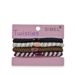 SIBEL TWISTIES ELASTICI PER CAPELLI 4 PEZZI BROWN