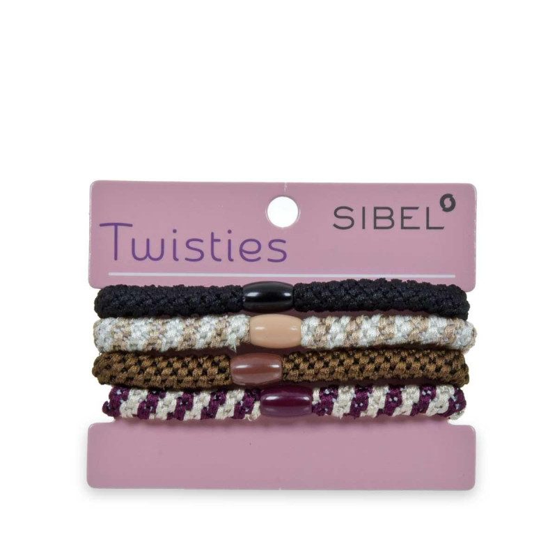 SIBEL TWISTIES ELASTICI PER CAPELLI 4 PEZZI BROWN