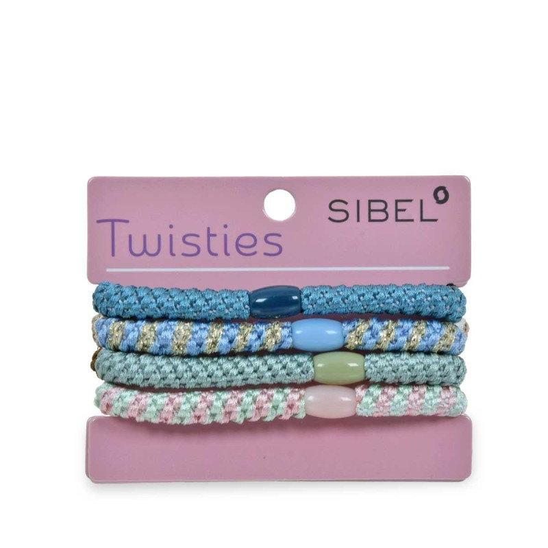 SIBEL TWISTIES ELASTICI PER CAPELLI 4 PEZZI GREEN